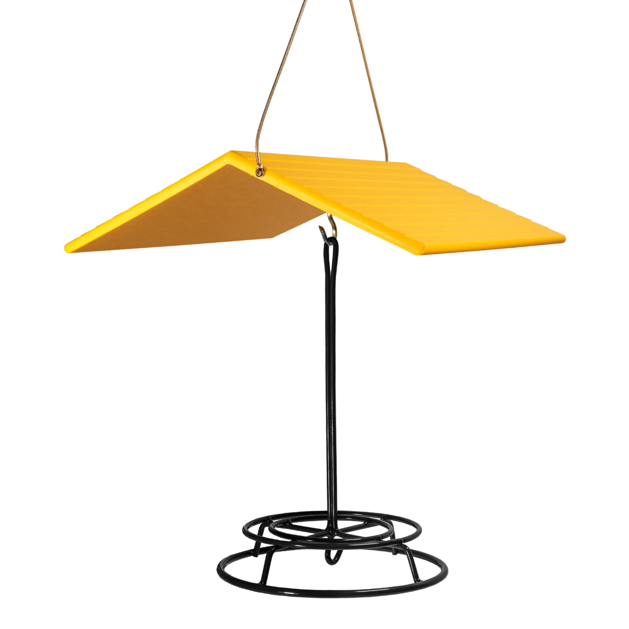 JCs Wildlife Large Weather Cover and Bird Seed Cylinder Feeder Combo Set - Keep Seed Cylinders Dry! (Yellow)