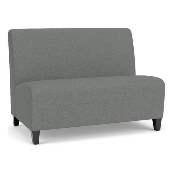 Siena Lounge Reception Waiting Armless Loveseat / Black Steel Legs / Light Gray