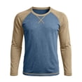 thumbnail image 4 of WIZUTIZ Men's Long Sleeve T-Shirt Color Block Raglan Sleeve Pullover Round Neck Stretchy Casual Top Polyester Viscose Spandex for Daily Outdoor Sports Wear Mens Fashion, 4 of 7