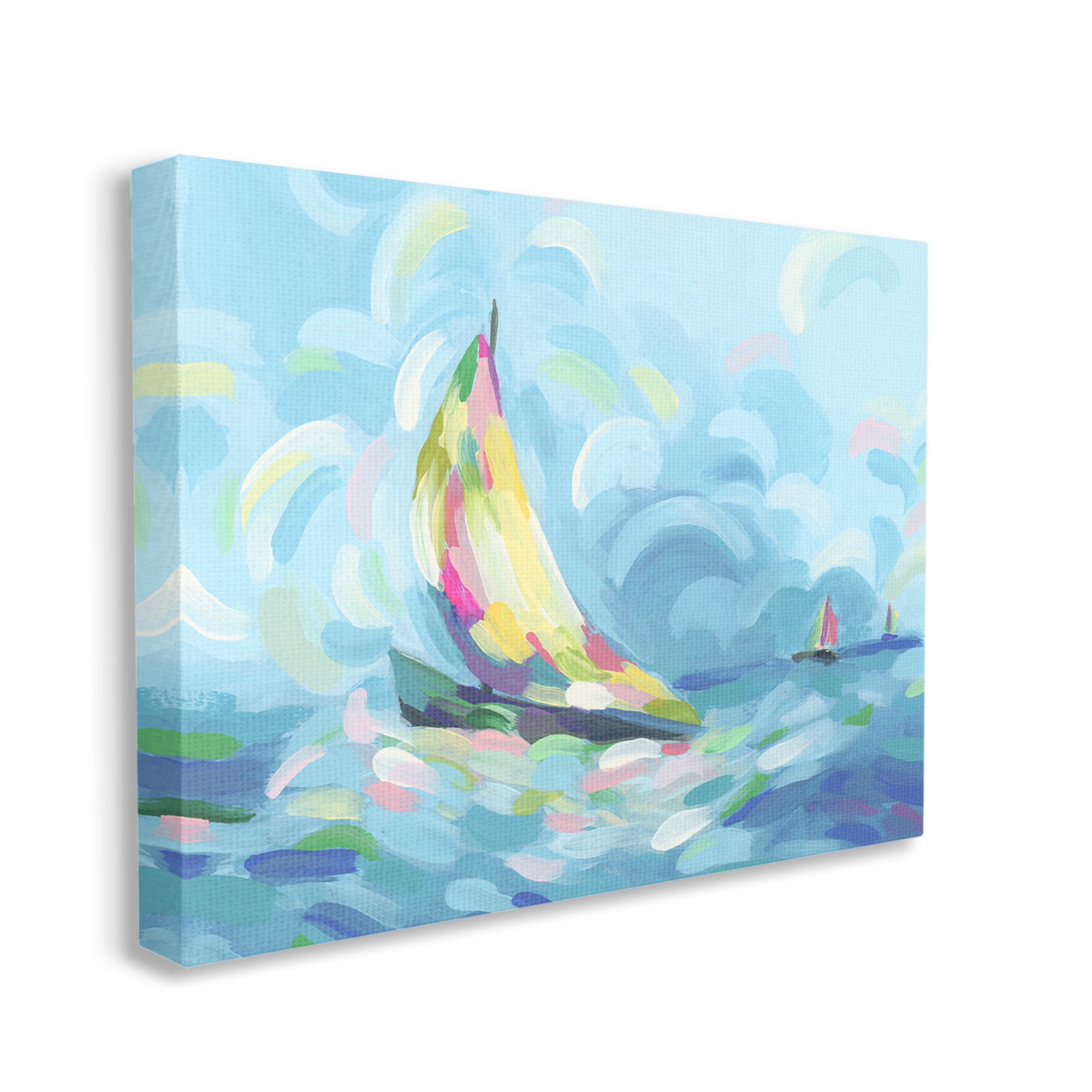 Stupell Industries Abstract Sailboat Scenery Nature Painting Gallery Wrapped Canvas Art Print Wall Art, 48 x 36