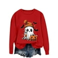 thumbnail image 3 of VKOYWKM Women's Halloween Graphic Sweatshirt Oversized Ghost Graphic Sweatshirts Crew Neck Pullover Long Sleeve Fall Party Tops Halloween Sweatshirts, 3 of 6