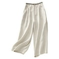thumbnail image 2 of PiGOGI Ladies' Solid Color Loose Wide Leg Pants - Casual Straight Leg Trousers for Everyday Wear Beige XL, 2 of 4