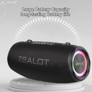 Zealot bluetooth speaker,IPX6 Outdoor speakers waterproof wireless, 80W high volume, deep bass, Bluetooth 5.3, LED light, wireless stereo pairing, 30 hours of playback time, suitable for home/outdoor