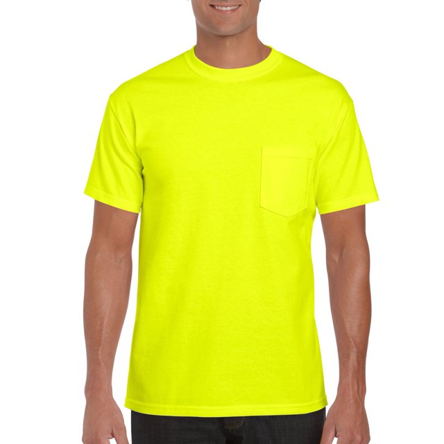 Gildan T-Shirt Ultra Coton pour Hommes avec Poche, m, Vert Sécurité