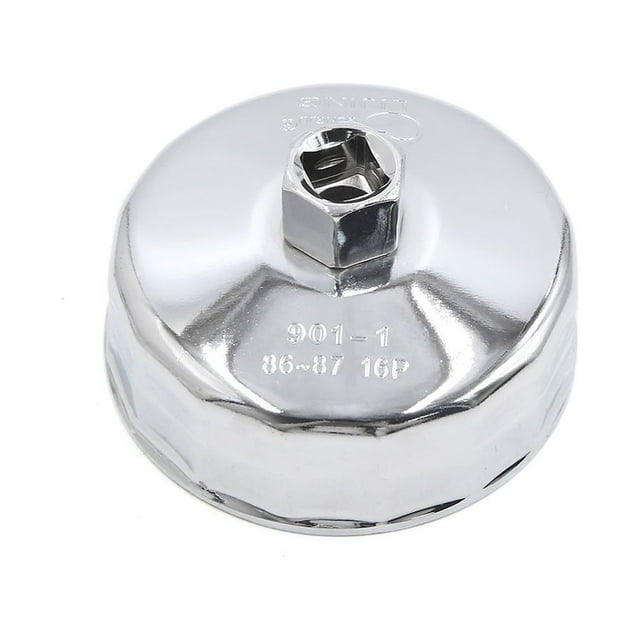 Unique Bargains Silver Tone 87mm 16 Flutes Car Oil Filter Cap Housing Wrench Socket Remover Tool