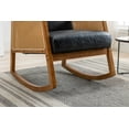 thumbnail image 6 of Modern Rocking Chair,Mid Century Modern Glider Chair Faux Leather Upholstered Rattan Chair,Single Accent Chair with Wood Arm Rests for Living Room Bedroom Office,Black PU, 6 of 7