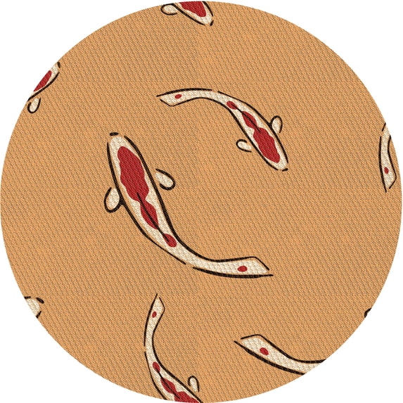 Ahgly Company Machine Washable Indoor Round Transitional Orange Area Rugs, 5' Round