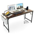 thumbnail image 1 of Costway Bureau d'Ordinateur Moderne de 60 Pouces avec Station de Recharge, avec Sac de Rangement et Crochet pour Écouteurs, Brun, 1 of 10