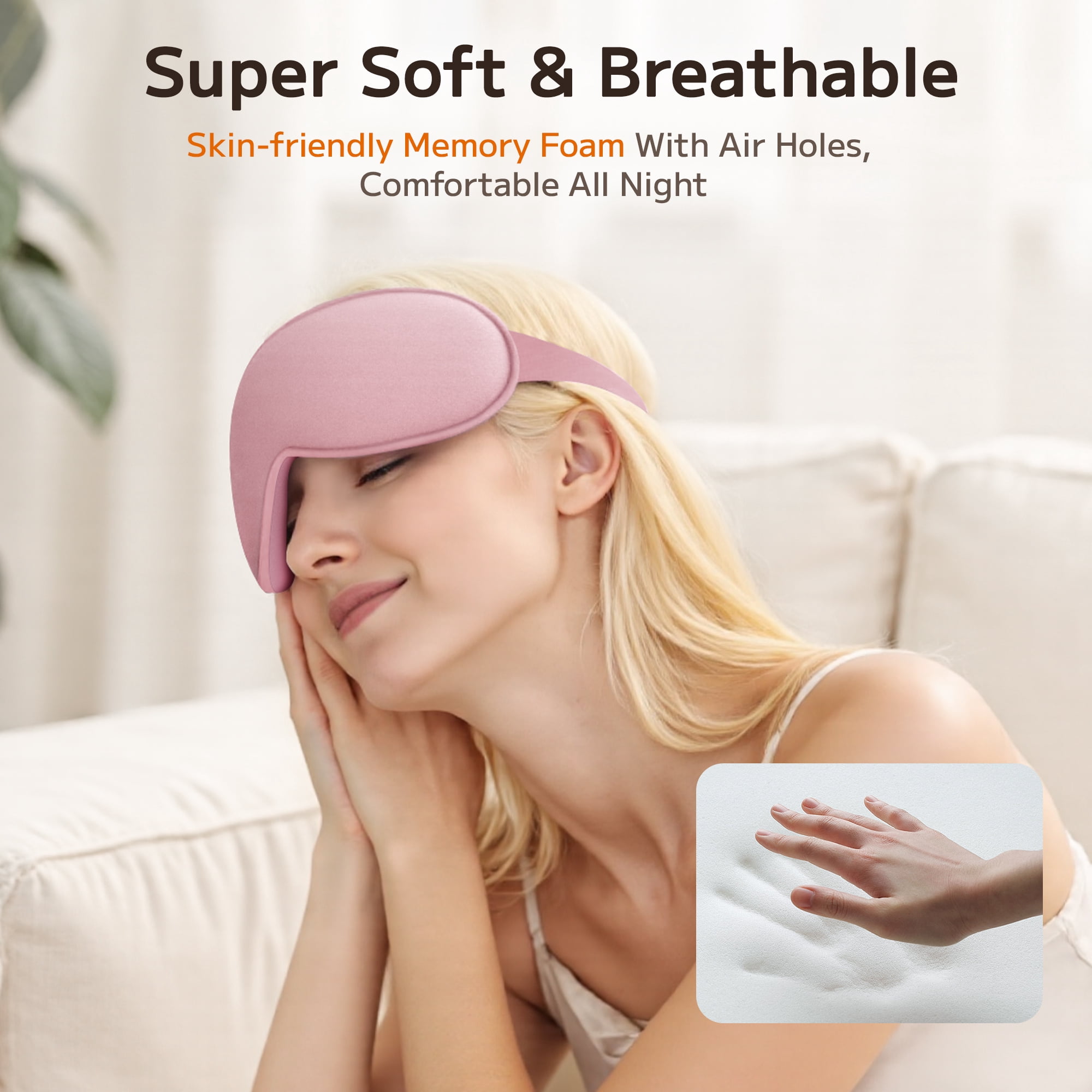 FACEMOON Memory Foam Weighted Soft Light Blocking Zero Eye Pressure Sleep Eye Mask for Sleep Support with Storage Bag, Blackout, 2 Pack