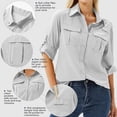 thumbnail image 4 of Women'S Long Sleeve Sun Protection Shirts Fishing Hiking Light Gray S, 4 of 7