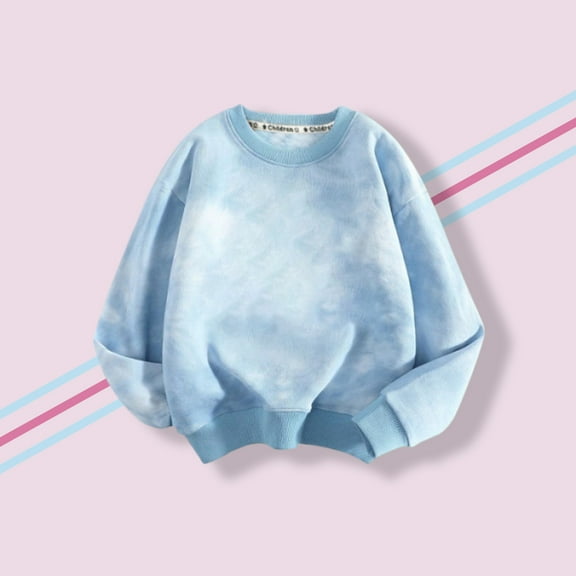 YWDJ Fall Tops 1 To 8 Years Old 2024 Trendy New Sweatshirt Long-Sleeved Bottoming Shirt Blue 7Y