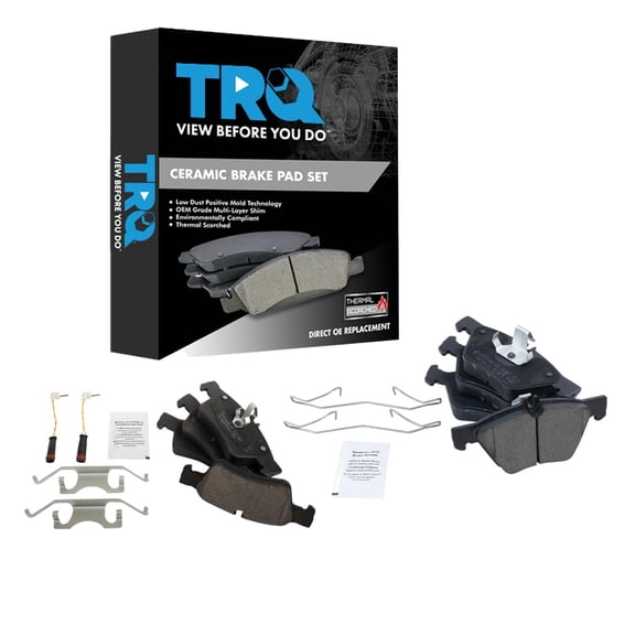 TRQ Front and Rear Brake Pad Set Ceramic Hardware Fits 2006-2009 Mercedes-Benz E350