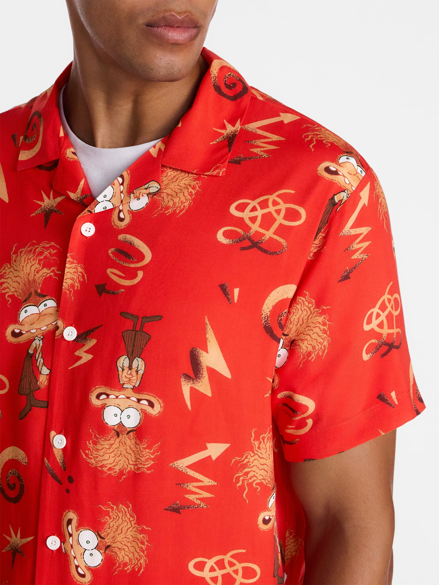 Inside Out Men's and Big Men's Graphic Button Up Shirt with Short Sleeves, Sizes S-4XL