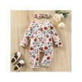 thumbnail image 3 of Bagilaanoe Newborn Baby Girls Long Jumpsuit 3M 6M 12M 18M 24M Long Sleeve Floral Zipper Casual Romper+Headband, 3 of 8