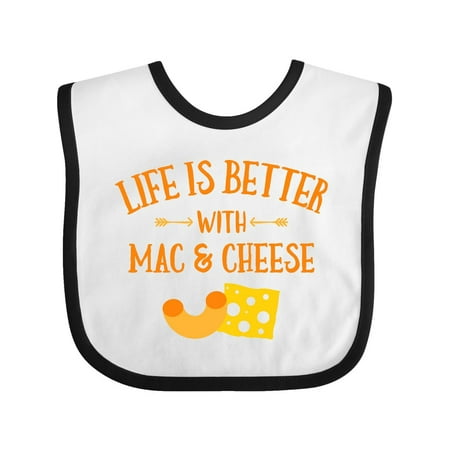 Life's Better Mac & Cheese Baby Bib White/Black One