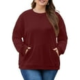 thumbnail image 2 of Dwellite Sweatshirt for Women,Plus Size Crewneck Sweatshirts Oversized Pullover Tops Fall Winter Clothes 2026 with Pocket Wine 5XL, 2 of 6