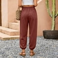 thumbnail image 6 of Dwellite Womens Balloon Pants Trendy Casual Elastic Waist Wide Leg Harem Pants Baggy Pleated Lantern Trousers Wine S, 6 of 8