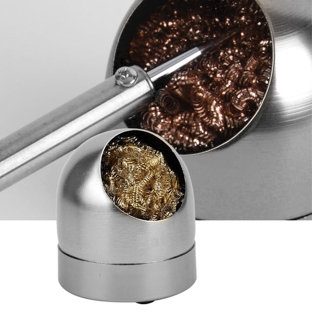 Iron Tip Cleaner Dome Designed Soldering Ball Cleaner Iron Tip Cleaner Iron Tip Cleaner Solder Gun Tip Cleaner Cleaning Wire Ball Soldering Iron Kit with Ball Holder Base Stand
