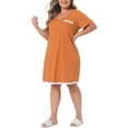 thumbnail image 4 of Agnes Orinda Plus Size Nightgown Sleepwear for Women Soft Sleepshirt Short Sleeve Lace Trim Pajama Nightshirt 3X Orange, 4 of 6