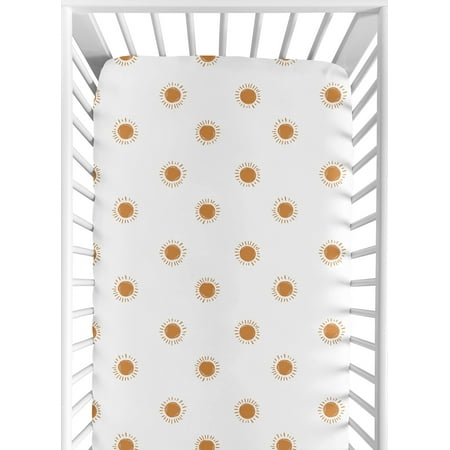 UPC: 0846480089940 | Boho Sun White and Pumpkin Fitted Crib Sheet by Sweet Jojo Designs