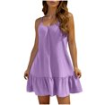 thumbnail image 3 of Hrsba Womens Summer Short Sleeve Dress,Plus Size Casual Dress for Womens,Ladies' Summer Solid Color Dress With Adjustable Suspender Beach Skirt, 3 of 5