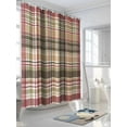 thumbnail image 3 of Red Brown Plaid Shower Curtain, Country Farmhouse Checkered Bathroom Decor Curtains Set with Hooks, Waterproof Fabric Home Accessories， Stall 48 X 72 Inch, 3 of 6