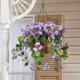 thumbnail image 2 of OakRidge Fully Assembled Artificial Purple Wisteria Hanging Basket, 10” Diameter with 18” Long Chain, Set of 2 – Polyester/Plastic Flowers in Metal/Coco Fiber Liner Basket – Indoor/Outdoor Use, 2 of 3