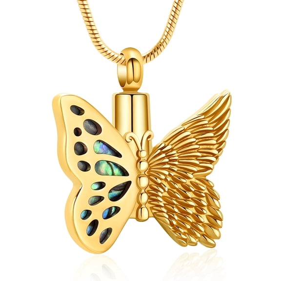 Butterfly Urn Necklace for Ashes Stainless Stee Hollow Mini Keepsake Urn for Women Men Cremation Memorial Pendant Keepsake Jewelry