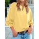 thumbnail image 4 of Suéter de Cuello Redondo con Botones para Mujer, Larga, Estilo Henley, Ideal para Otoño. Camisetas Tipo Jersey de Punto Suelto y Moderno. Amarillo S, 4 of 7