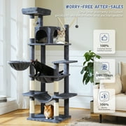 PAWZ Road 69 Cat Tree for Indoor Cats Multi-Level Cat Condo with Large Hammock Perch and 5 Scratching Posts, Dark Gray