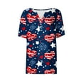 thumbnail image 5 of Raeneomay V Neck Button Up Tunic Tops Women's Independence Day Printed Button Up Short Sleeved V-Neck Tops Blouse, 5 of 5