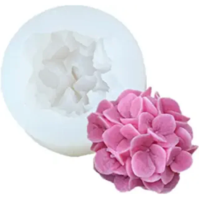 Nvzi Molde de silicona con forma de flor de hortensia para velas, jabón, fondant, chocolate, dulces, decoración de pasteles, arcilla de resina, herramientas para hornear y repostería.