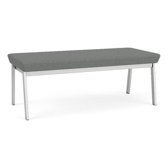 Newport Reception Waiting 18.5" 2-Seat Bench / Silver Steel / Light Gray