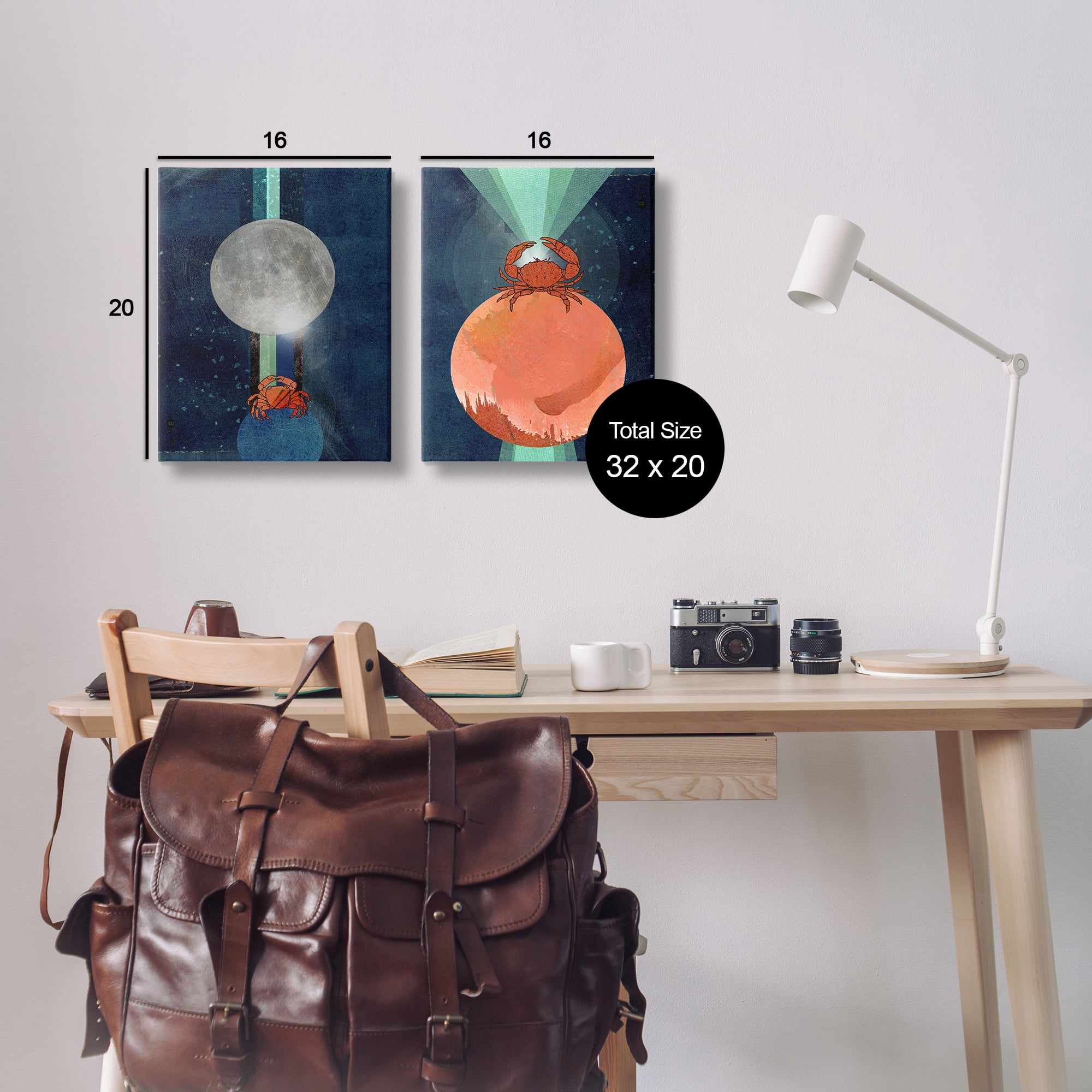 Stupell Industries Crab Orbs Light Rays Nautical & Beach Painting Wrapped Canvas Art Print Wall Art, 16 x 20, Set of 2