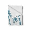 thumbnail image 2 of Beach Soft Flannel Fleece Throw Blanket, Modern Illustration of a Tropical Sand Palm Trees and Hammock Hawaiian Relax, Cozy Plush for Indoor and Outdoor Use, 60" x 80", Blue White, by Ambesonne, 2 of 6