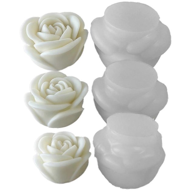 3PCS Flower Aromatherapy Candle Silicone Mold Rose Handmade Aromatherapy Soap Expansion Stone Gypsum