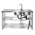 thumbnail image 5 of 47in Free Standing Utility Sink, Double Bowl Commercial Restaurant Kitchen Sink Set for Indoor Outdoor W/ Faucet, 5 of 18