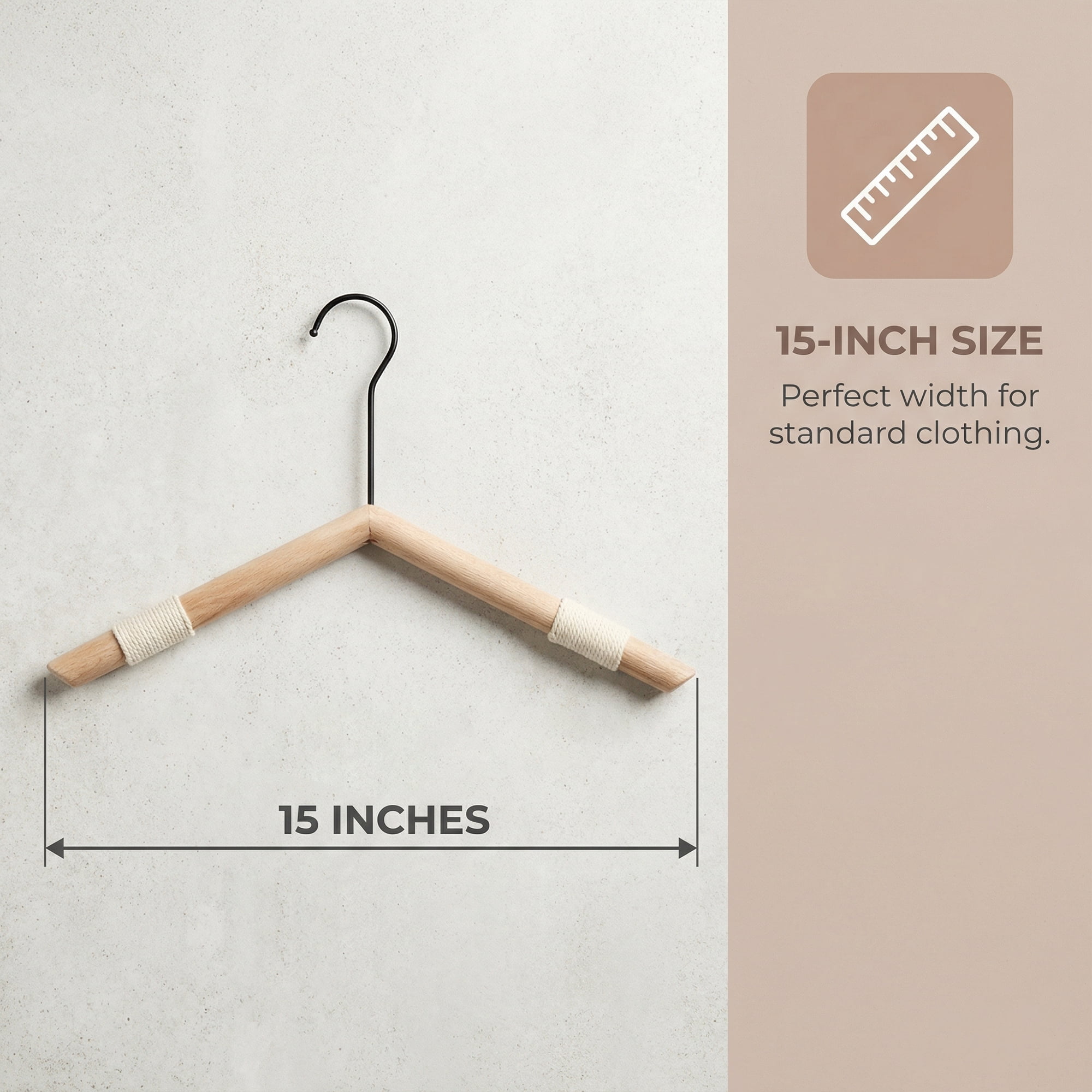 Unique Bargains 2Pcs Wood Nonslip Rope Durable Hangers Black