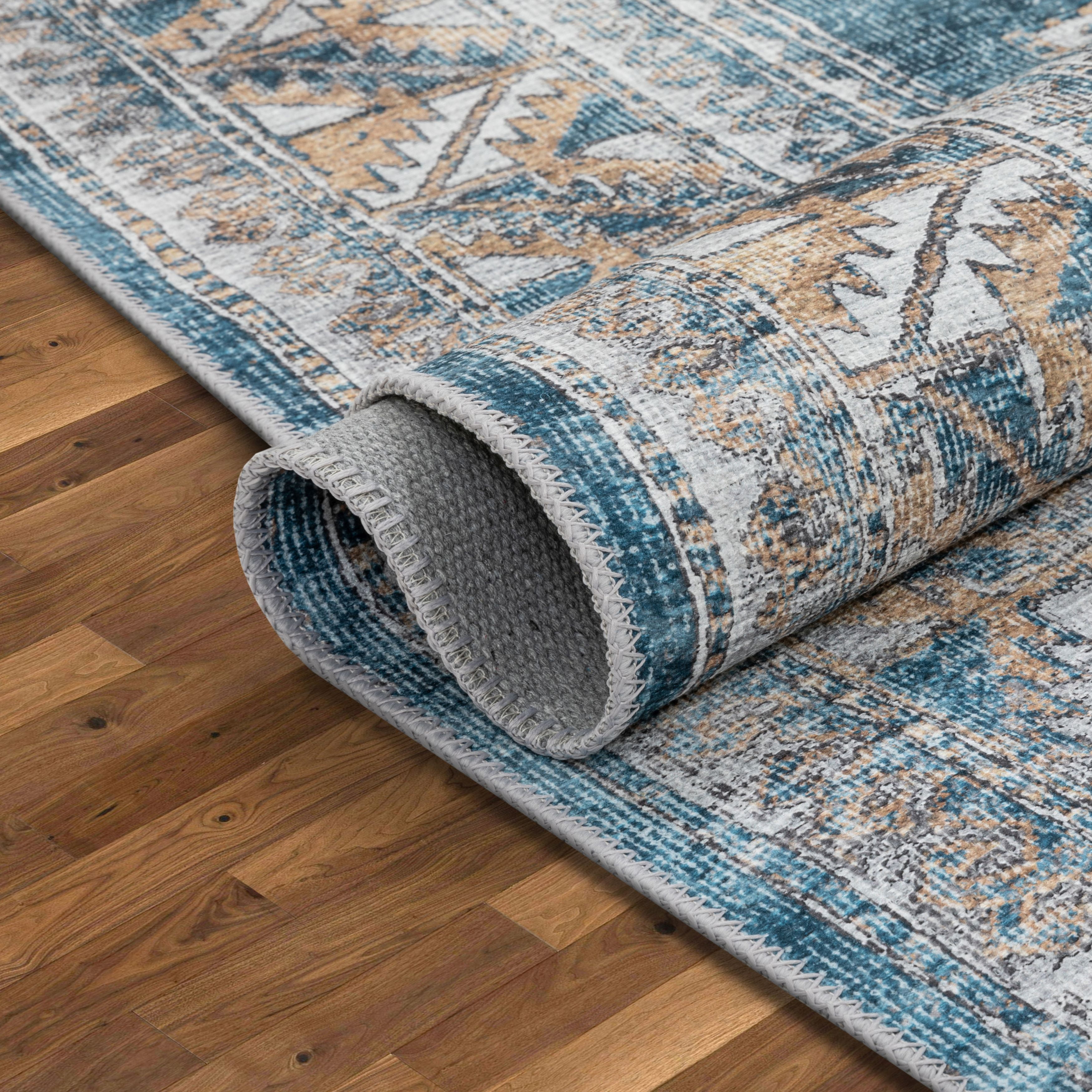Well Woven Mella Beige & Blue Vintage Distressed Area Rug 9x13 (9'3 x  12'3)