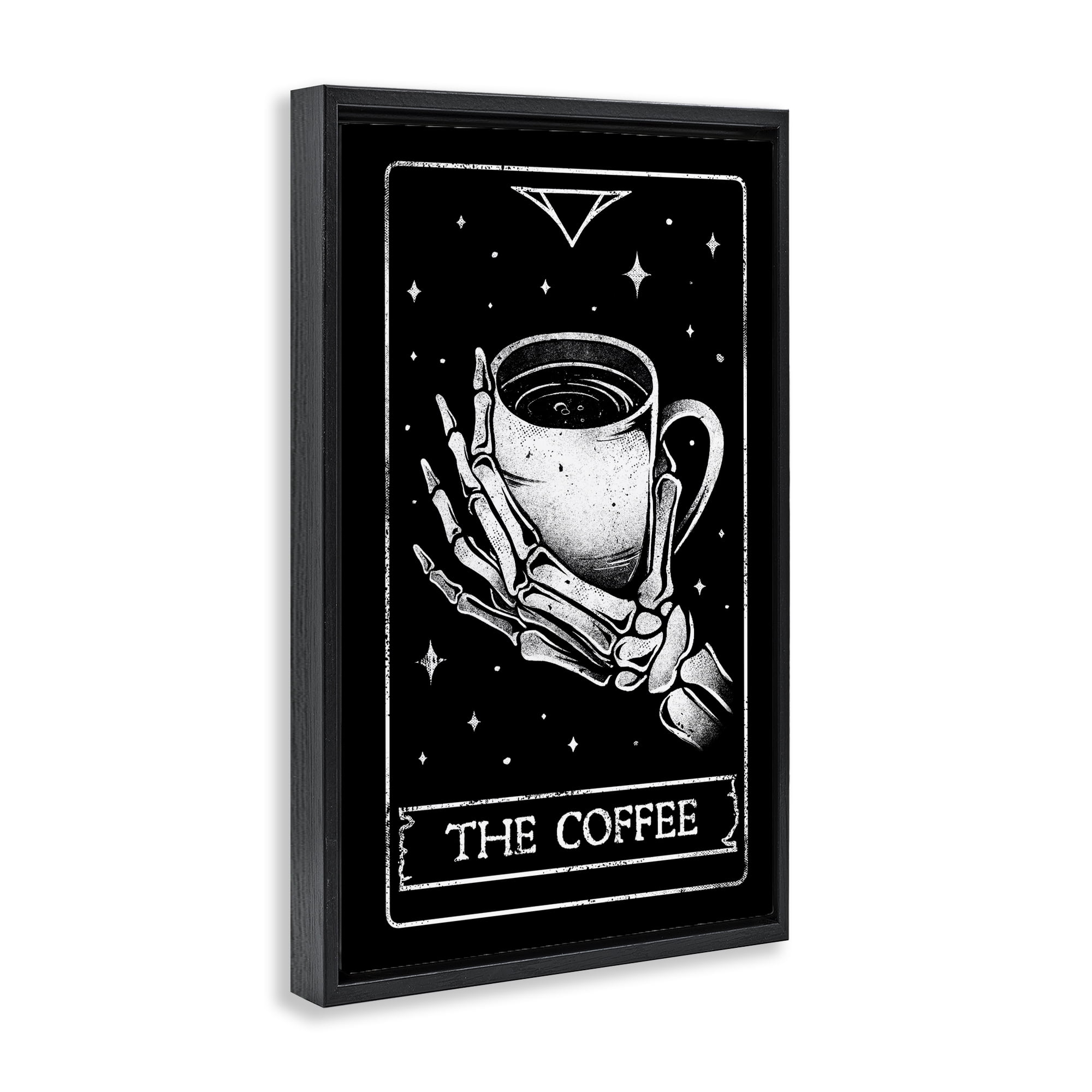 Stupell Industries The Coffee Tarot Card Black Framed Floater Canvas Wall Art, design by EduEly Designs