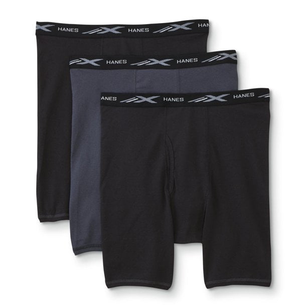 Hanes Men's X-Temp Comfort Cool Regular Length 3 Tagless Black Boxer Briefs