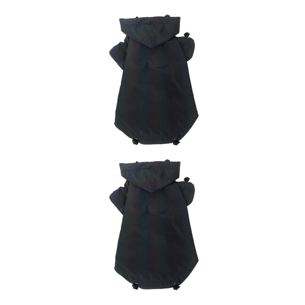 Greeniant Ropa para mascotas Espesar Mantener abrigado Tela con capucha Abrigos de animales A prueba de viento Mascotas Sudaderas con capucha Negro S 2piezas