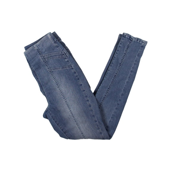 WE THE FREE Womens Light Blue Pocketed Elastic Waist Skinny Jeans 24