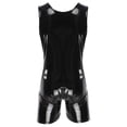 thumbnail image 7 of Men Sexy Leather Bodysuit, Zipper Open Crotch, Glossy PVC Leather, Shiny Latex Leotard Crotchless, 7 of 7