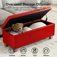 thumbnail image 3 of 51" Faux Leather Storage Ottoman Bench with Wooden Legs, Tufted Upholstered Seat, Sturdy & Spacious for Bedroom, Entryway, Living Room, Red, 3 of 9
