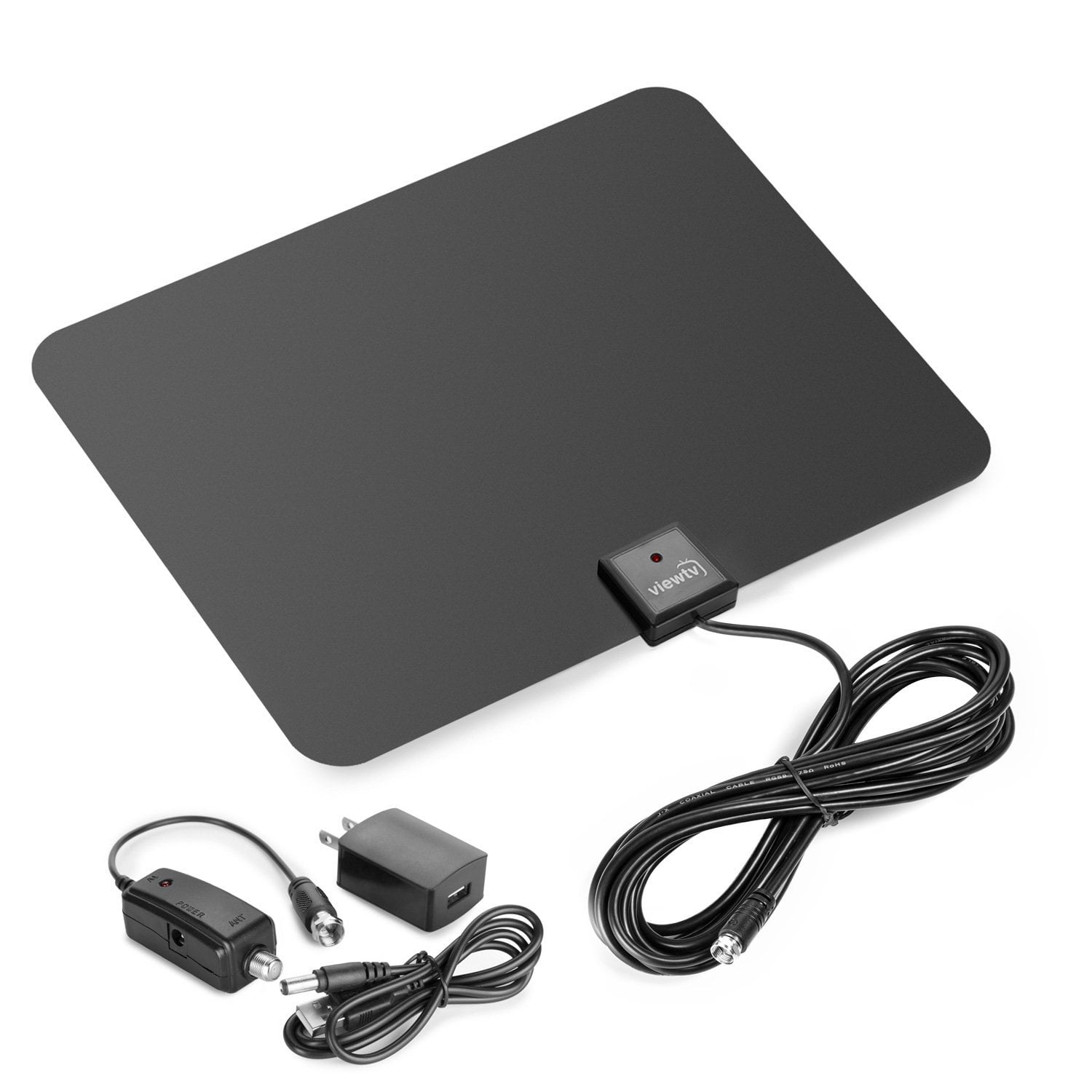 ViewTV 50 Mile Silver Series Flat HD Amplified Digital Indoor TV Antenna with Detachable Signal