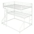Triple Bunk Bed with Long and Short Ladder, White Full XL on Top