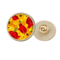 thumbnail image 1 of Canvas Flowers Painting Corn Round Metal Golden Pin Brooch Clip, 1 of 3