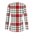 thumbnail image 5 of Stichou Fall Shirts for Women Henley Plaid Slim Fit Long Sleeve Basic Tunic Tops Loose Fit Button Blouse Trendy Clothes Vermilion M, 5 of 5
