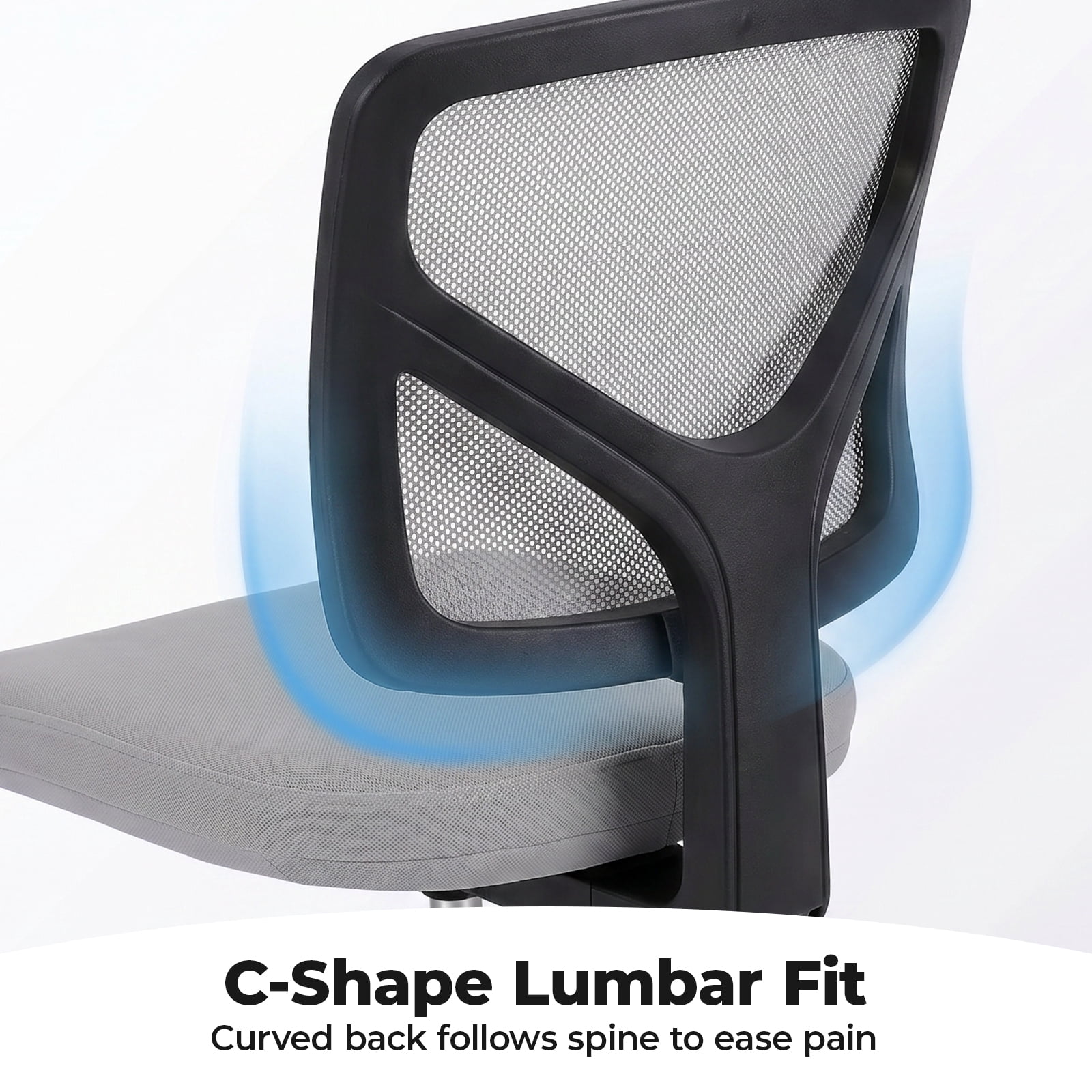 Alvantor Low-Back Mesh Office Chair with Lumbar Support, Armless Swivel Rolling Chair